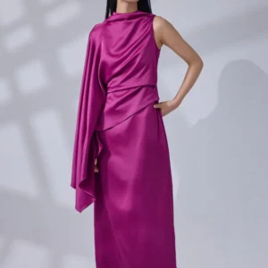 Fuchsia Drape Elegance Gown