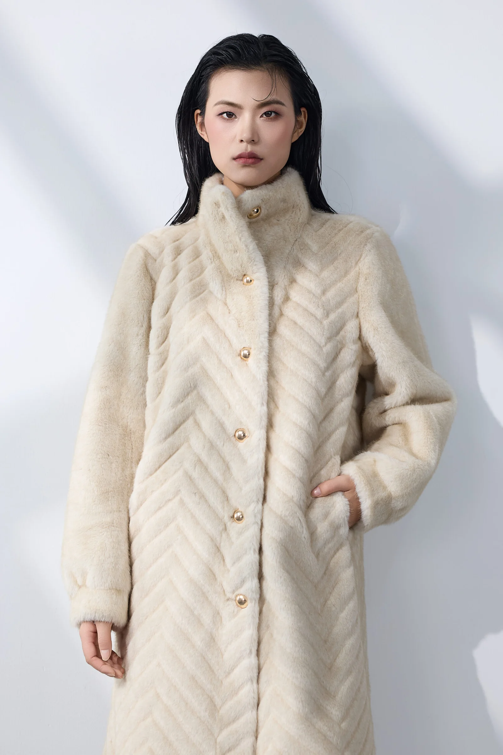 Ivory Chevron Coat
