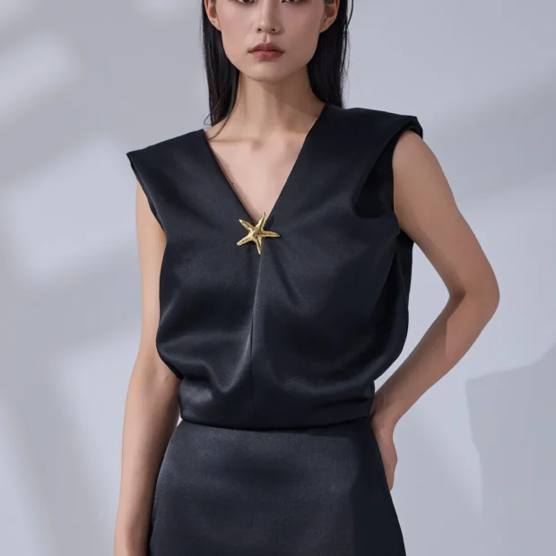 Black Satin Starfish Dress