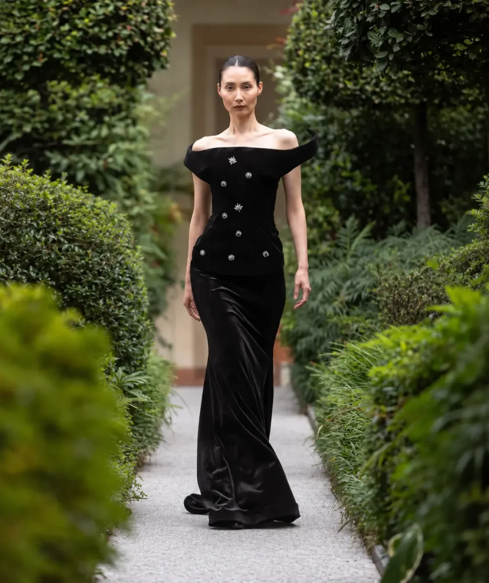 Evening Dress Black Satin