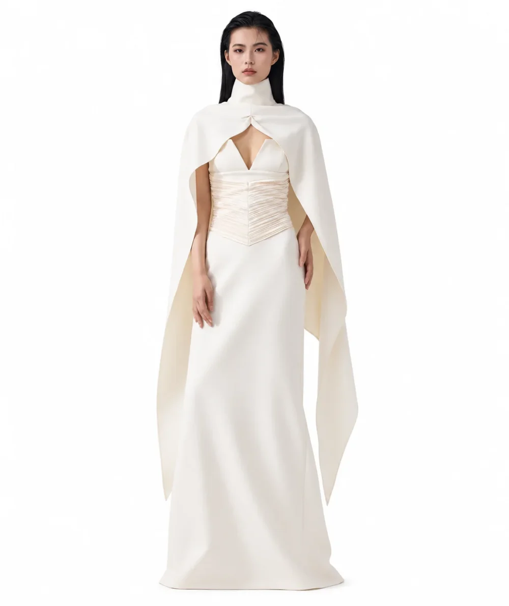 Serene Royal Cape Gown
