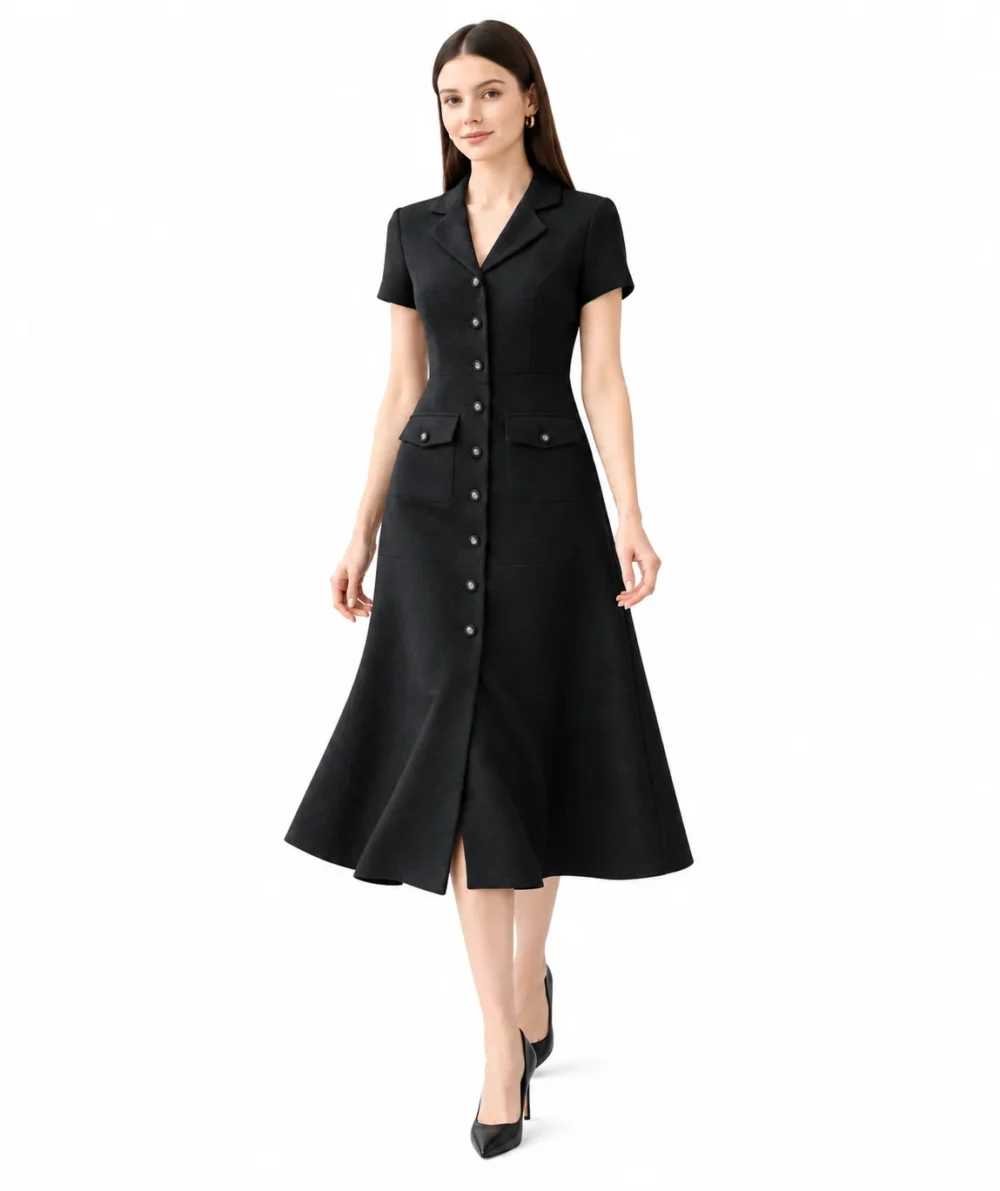 Moonlit Elegance Evening Dress – Black & White