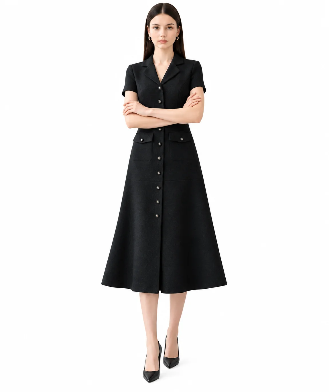 Moonlit Elegance Evening Dress – Black & White - Image 3