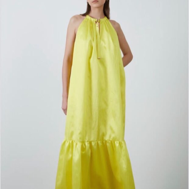 Lemon Glow Tiered Maxi Dress