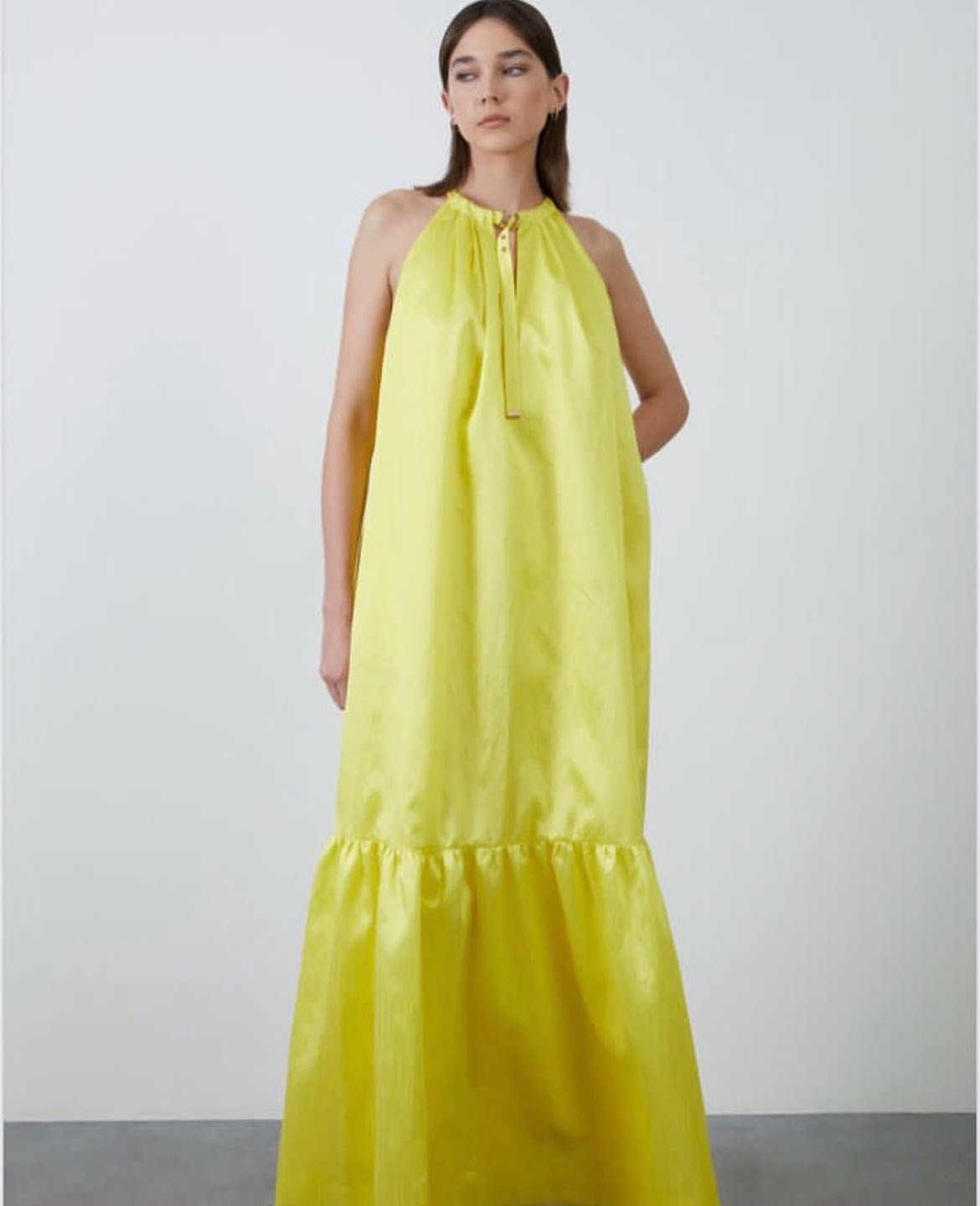 Lemon Glow Tiered Maxi Dress