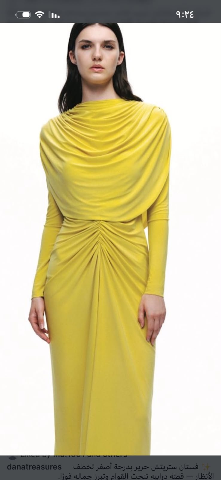 Yellow Stretch-Silk Draped Dress