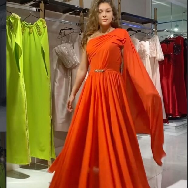 One-Shoulder Draped Maxi Dress