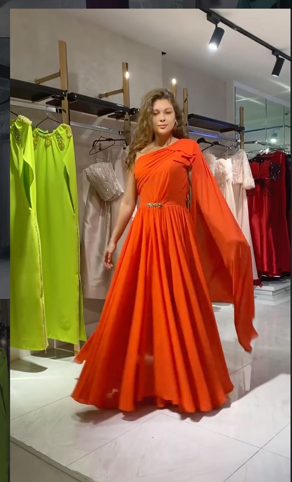 One-Shoulder Draped Maxi Dress