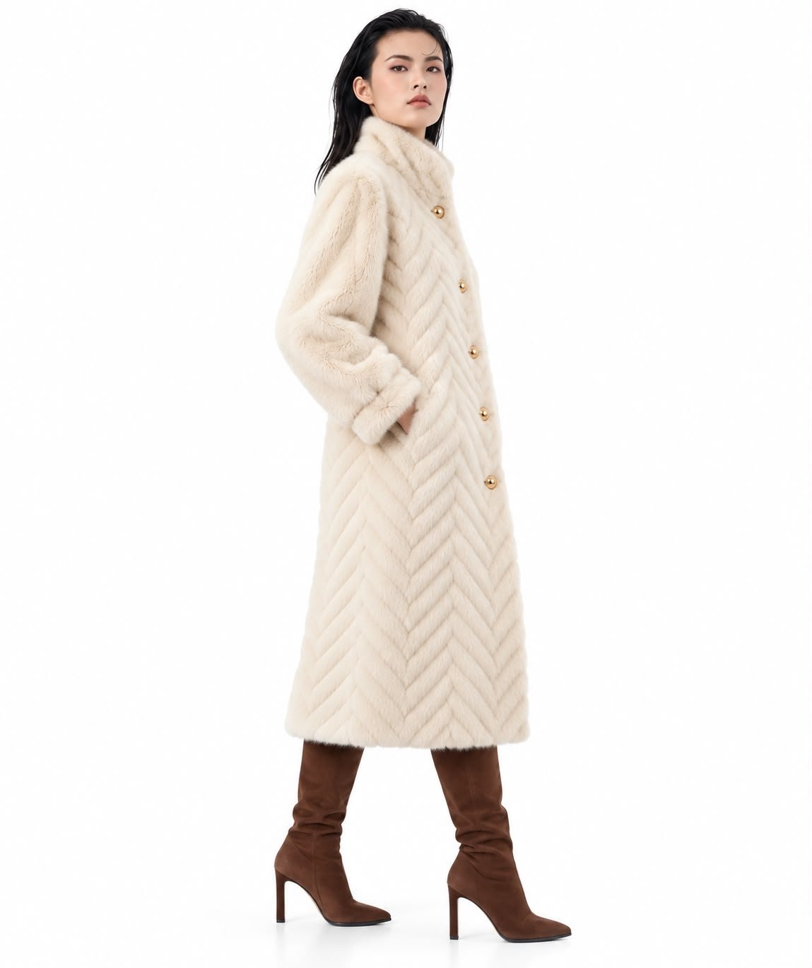 Ivory Chevron Coat - Image 4
