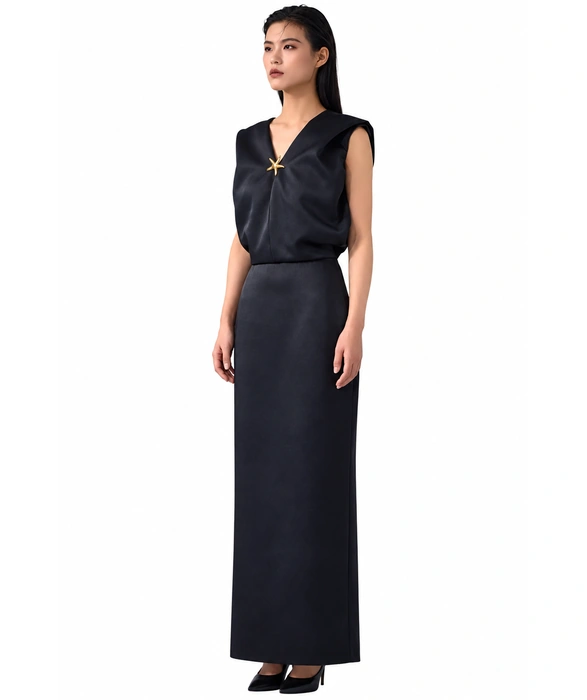 Black Satin Starfish Dress