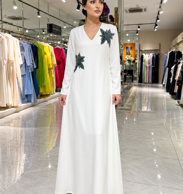 Elegant White Embroidered Maxi Dress