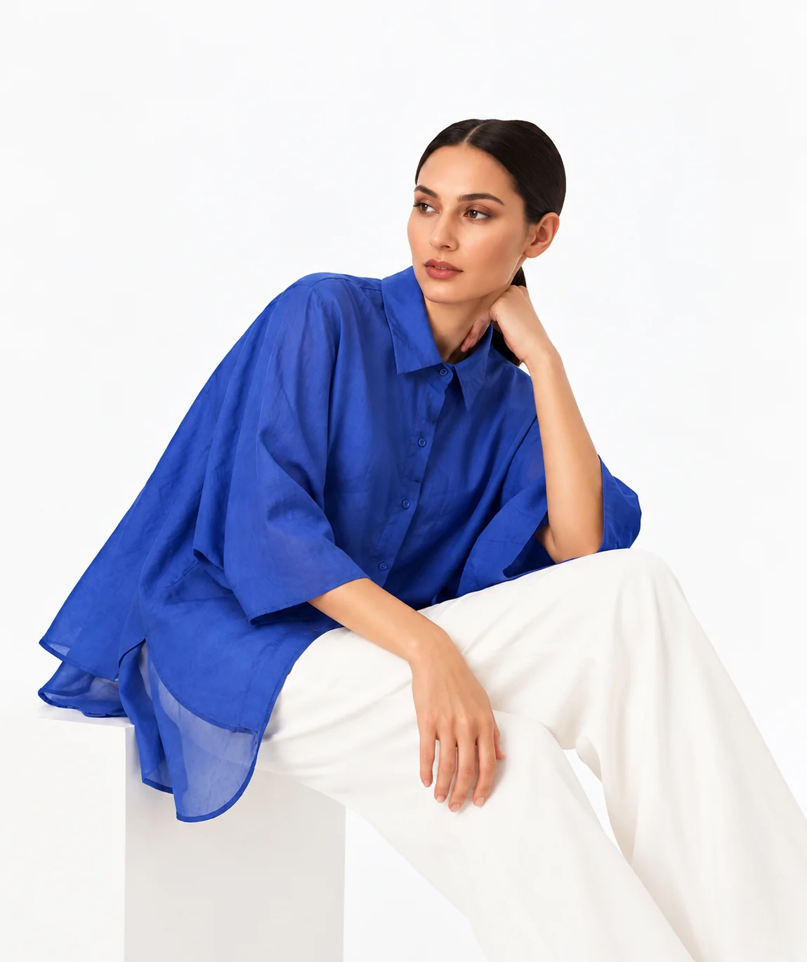 Royal Blue Relaxed Fit Blouse - Image 3