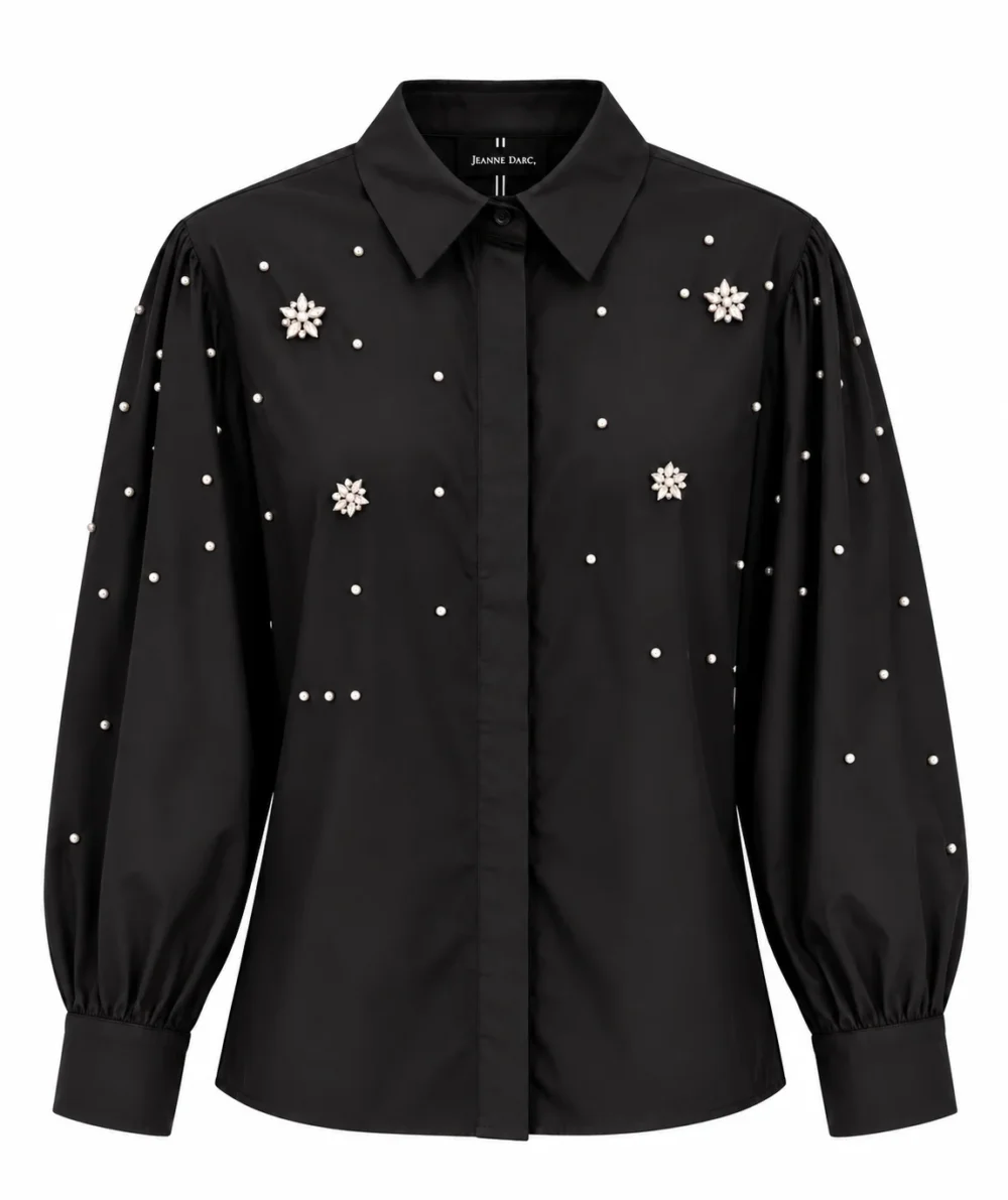 Black Crystal Embellished Shirt