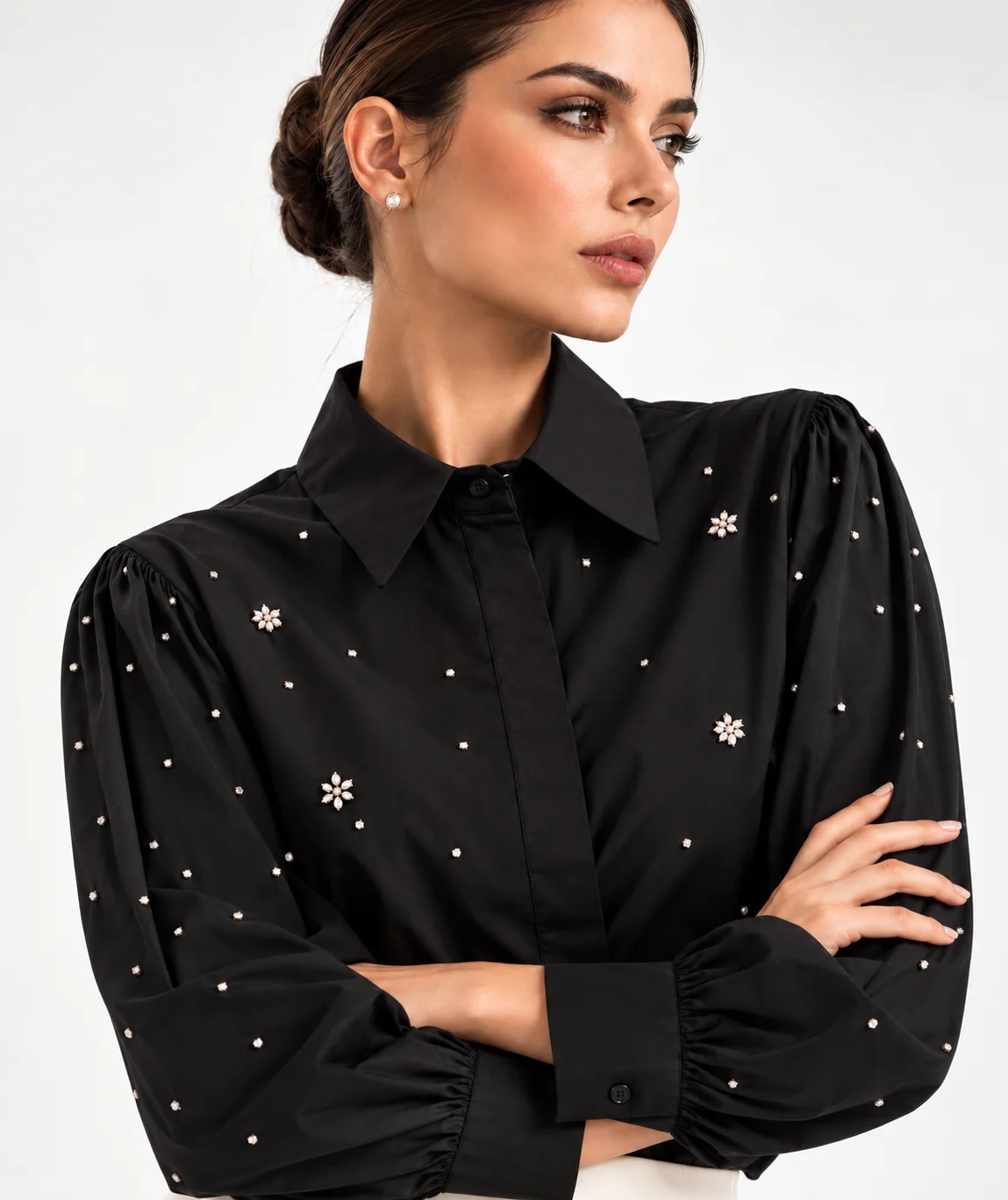 Black Crystal Embellished Shirt - Image 4