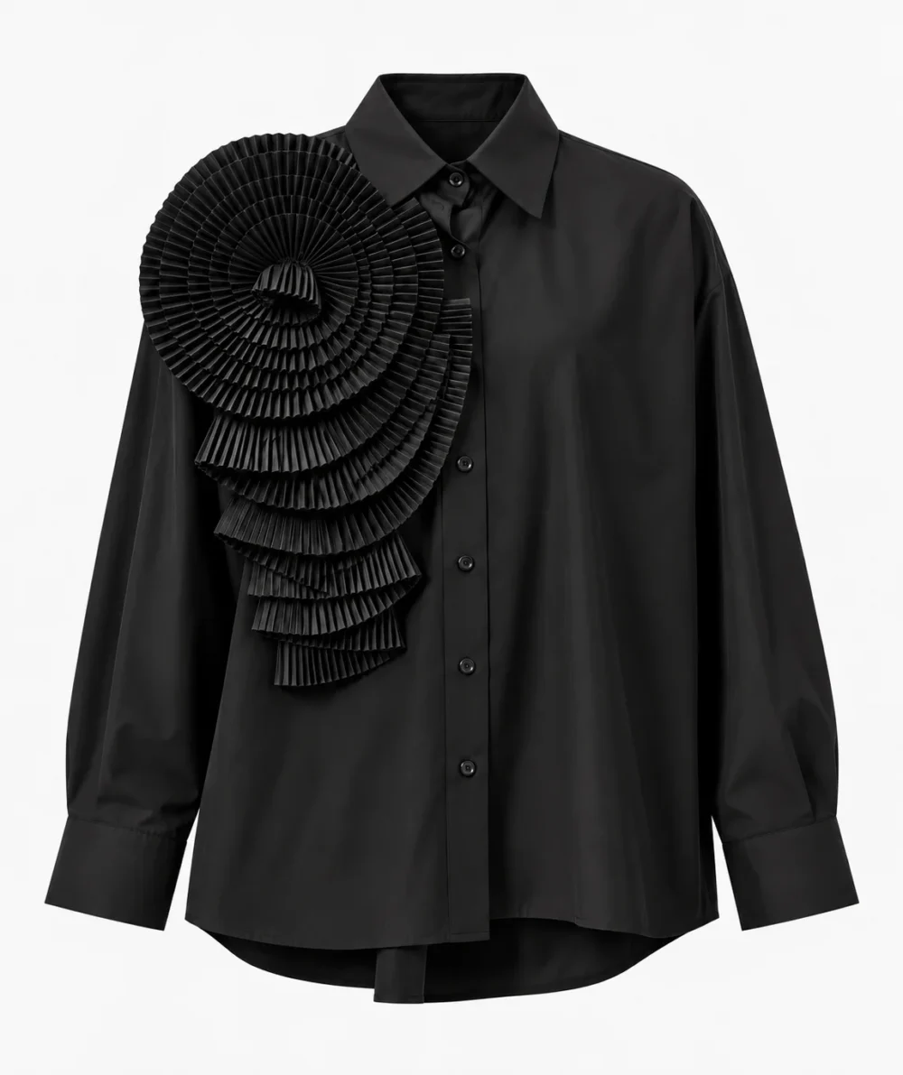 Sculpted Rosette Statement Blouse