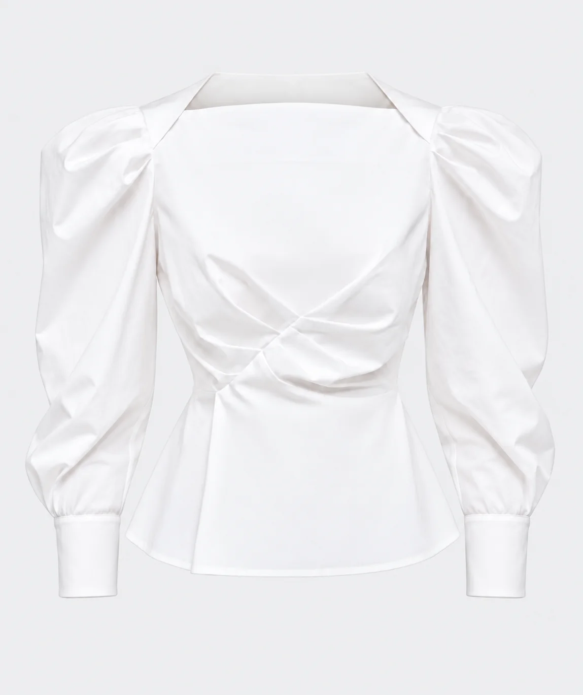 Ivory Sculpted Puff-Sleeve Blouse