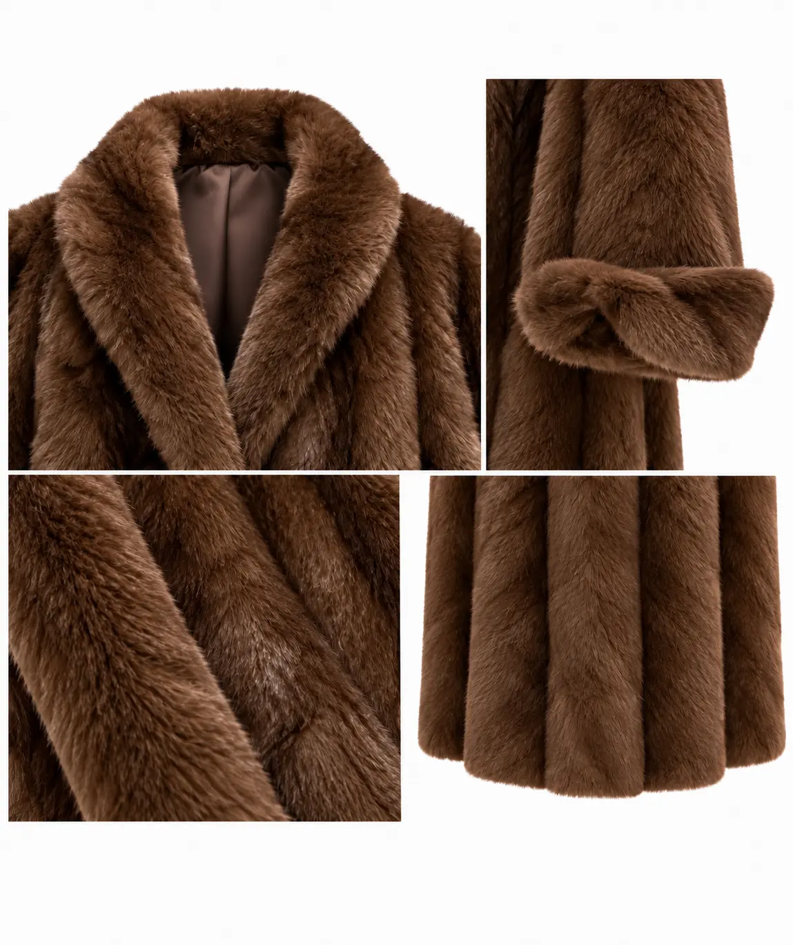 Chocolate Brown Luxury Fur Coat - Image 4