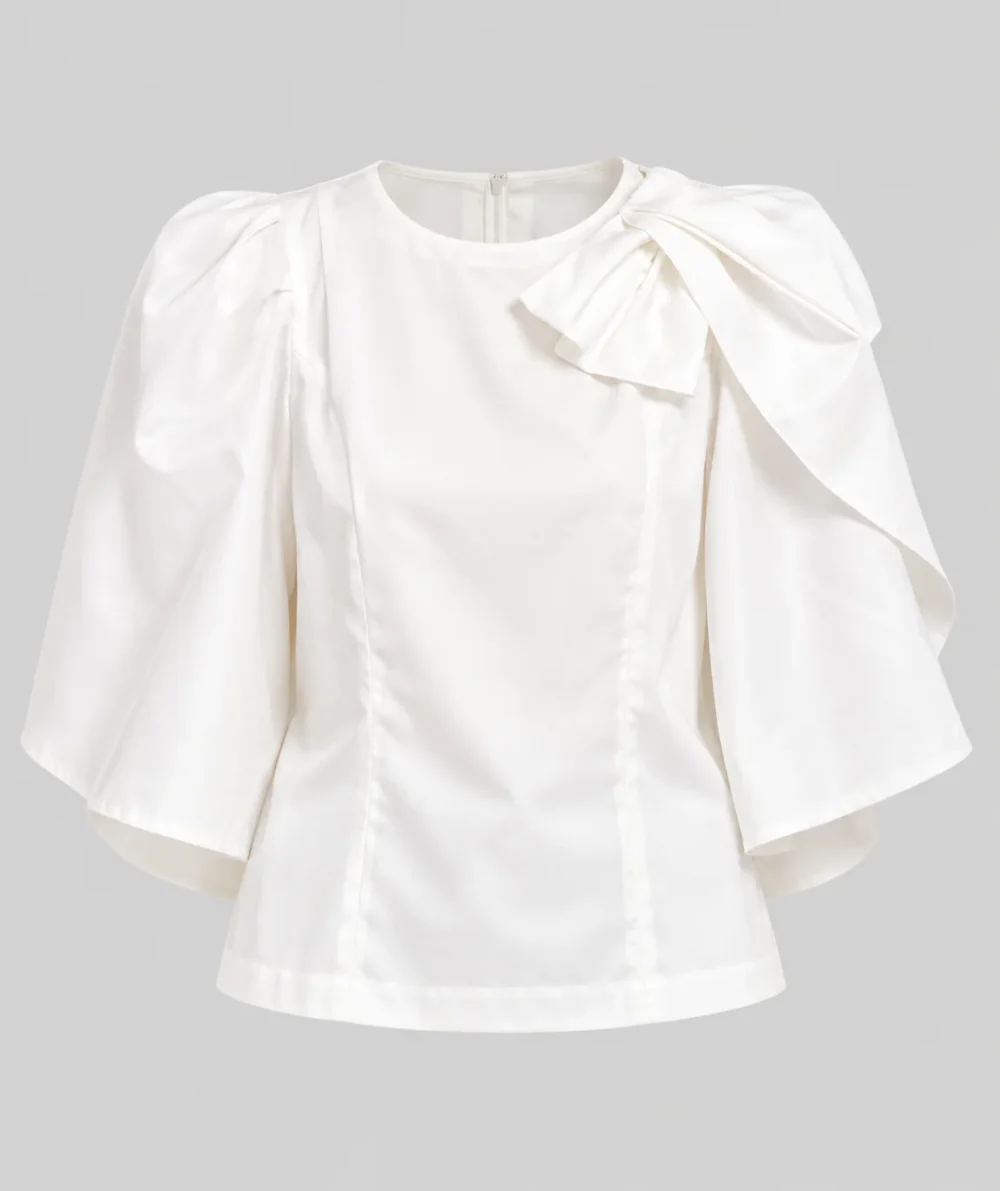Ivory Bow Detail Blouse