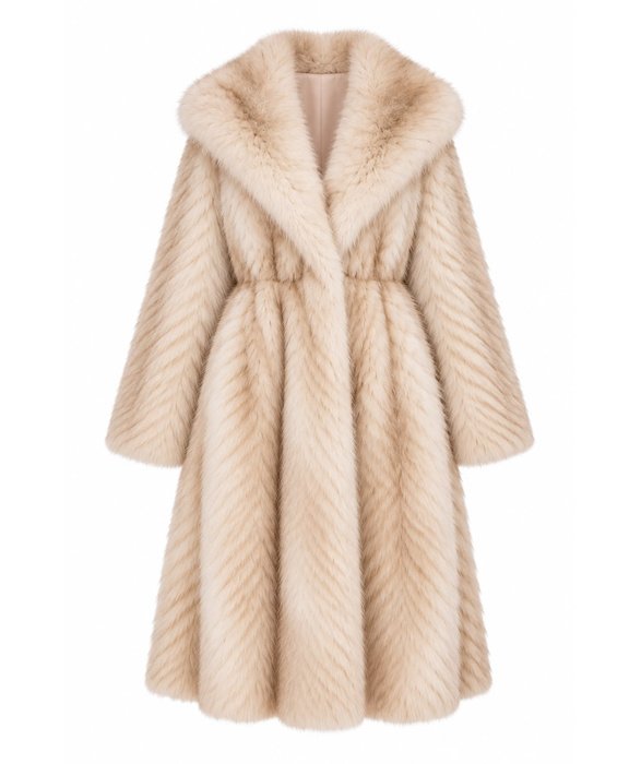 Ivory Chevron Fur Coat