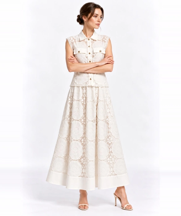 Ivory Floral Lace Two-Piece Set - Image 2