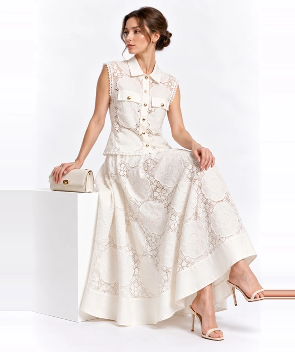 Ivory Floral Lace Two-Piece Set - Image 5