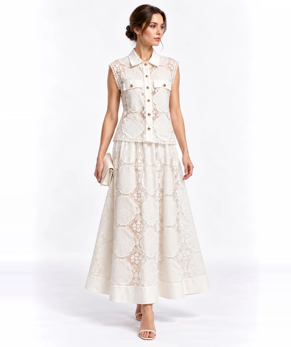 Ivory Floral Lace Two-Piece Set