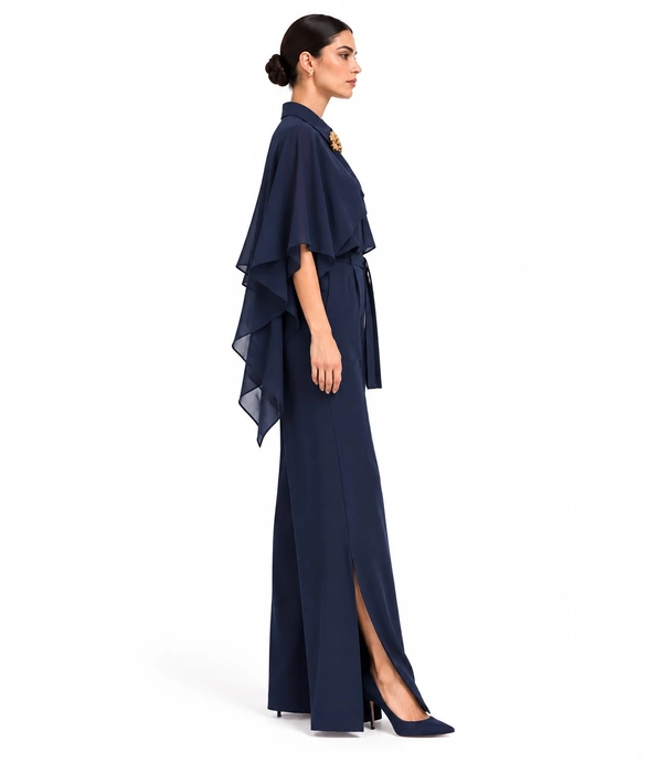 Midnight Navy Cape-Sleeve Co-Ord Set - Image 3