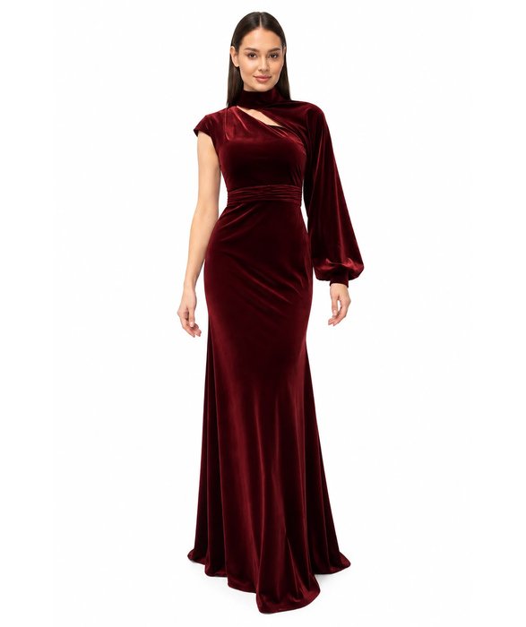 Burgundy Velvet One-Sleeve